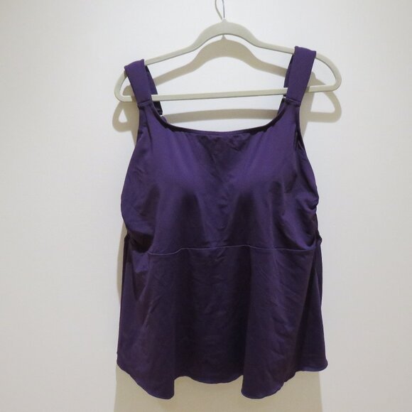 LANDS' END Adjustable Scoop Neck Flutter Tankini Top in Purple - Size 1X NWT - Picture 3 of 15